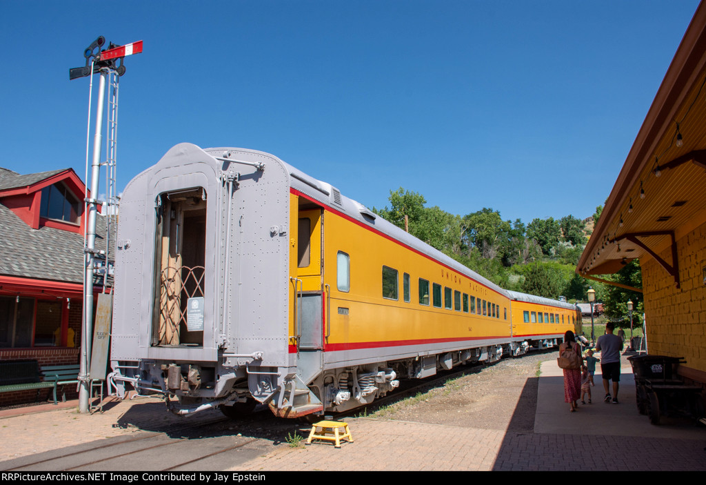 Two Up Passenger cars are on display at the Colorado Railroad Museum 